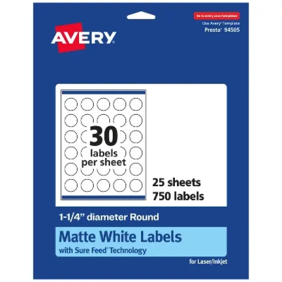 Avery Matte White Round Labels, 1.25" diameter image {9}