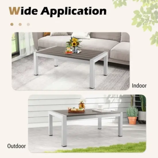 Costway Patio Aluminum Coffee Table Outdoor Rectangular Cocktail Accent Table Garden image {7}