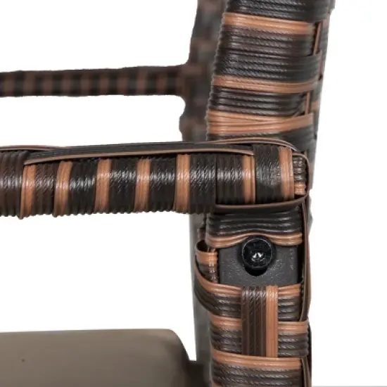 WestinTrends 3-Piece Rattan Wicker Modern Converstaion Seating Set, Brown/Beige image {3}