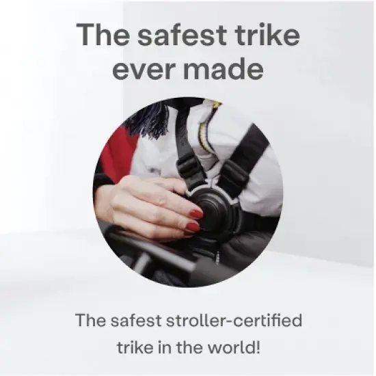 smarTrike STR5 6 in 1 Foldable Toddler Stroller Tricycle Combination with 1 Hand Steering Shock Absorbency and 5 Point Harness, Black and White image {3}