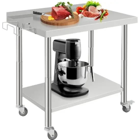 Heavy Duty Stainless Steel Work Table, Adjustable Height Utility Table for Home, Garage, and Restaurant Use image {18}