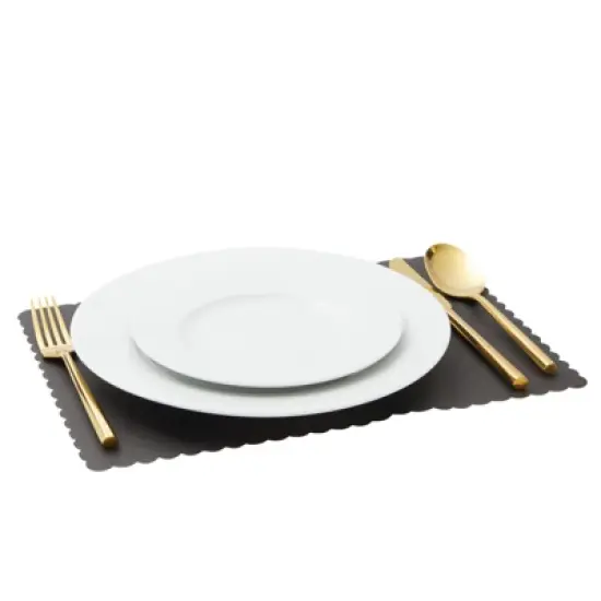 100-Pack Black Party Paper Placemats Rectangular Tabletop Mats with Wavy Edge image {4}