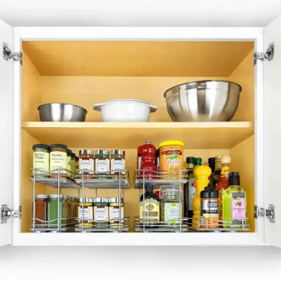 Lynk Professional Slide Out Spice Rack Upper Cabinet Organizer - 6" Wide: Chrome-Plated Kitchen Storage, Pull Out System image {6}