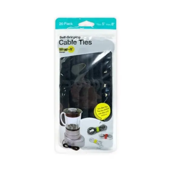 Wrap-It 20pk 5" and 8" Storage Self-Gripping Cable Ties Black image {7}