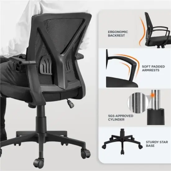 Yaheetech Office Desk Chair Computer Task Chair with Lumbar Support and Armrest image {3}