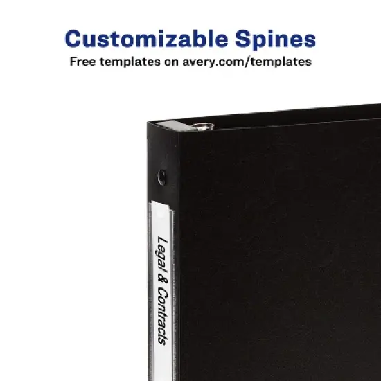 Avery 1" Hanging Storage Flexible 3 Ring Binders, Round Rings, 175-Sheet Capacity, Black, 4 Pack (17708) image {2}