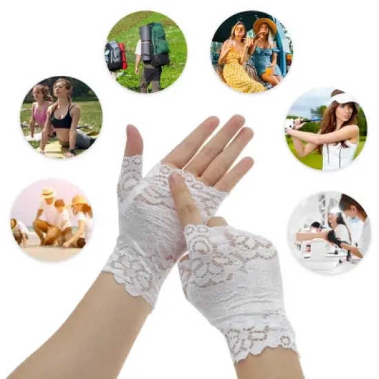 Unique Bargains Breathable Flower Half Finger Manicure Gloves 1 Pair image {4}
