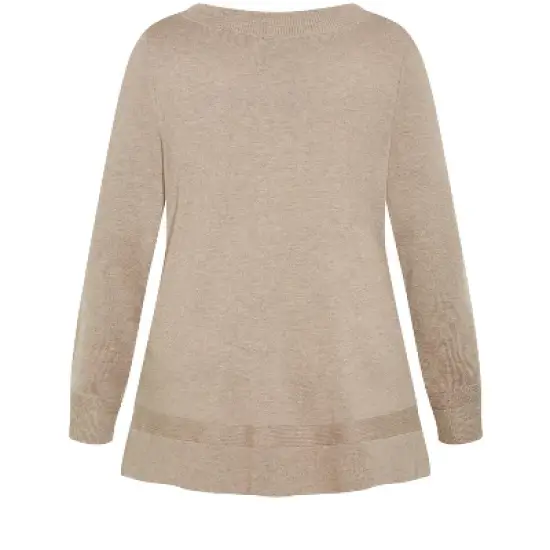 Women's Plus Size Ribbed Trim Sweater - neutral | AVENUE image {5}