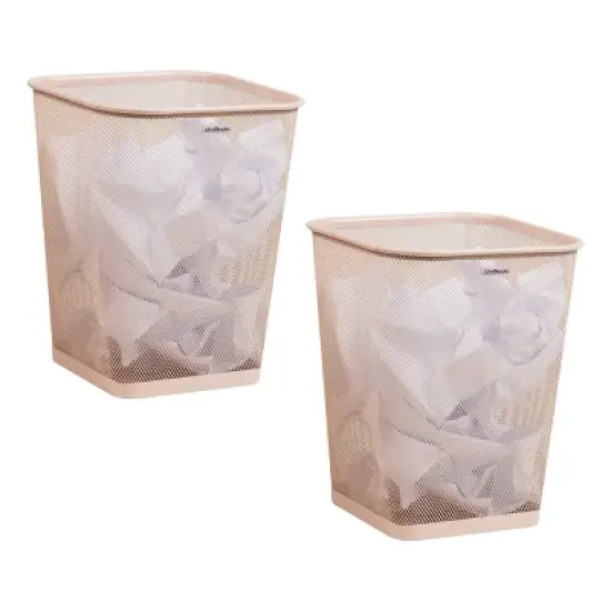 Mind Reader Square Trash Can Metal Mesh Pink image {9}