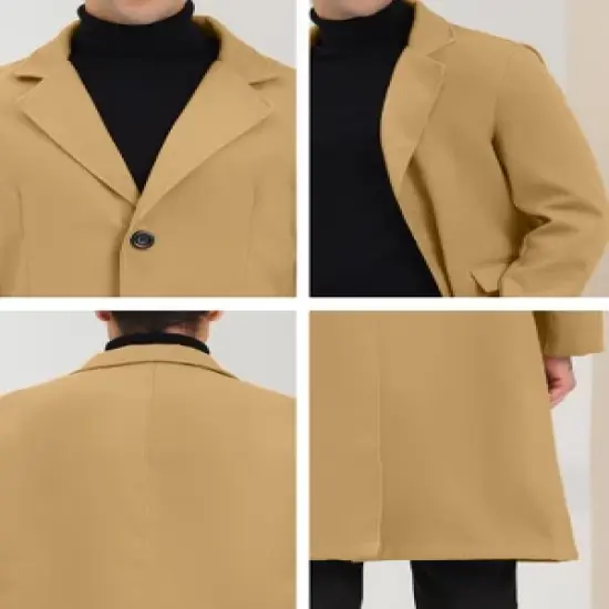 Lars Amadeus Men's Winter Single Breasted Notched Lapel Long Overcoat image {5}