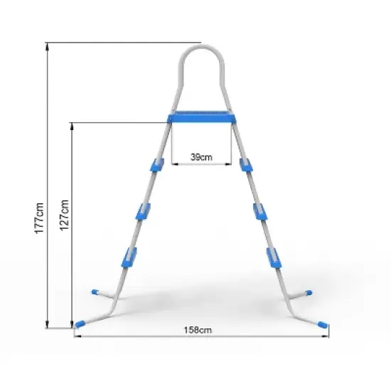JLeisure 48 Inch 3 Step with Platform A Frame Deck Heavy Duty Metal Steel Frame Outdoor Backyard Above Ground Swimming Pool Ladder image {2}