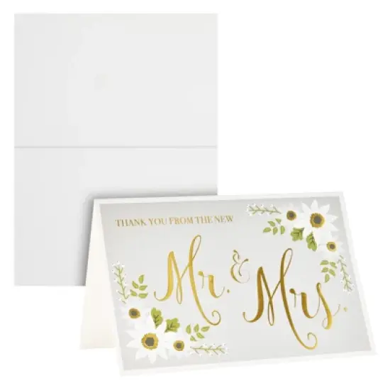 Sustainable Greetings 48-Pack Gold Foil Thank You From The New Mr and Mrs Cards with Envelopes, Bulk Decorative Striped Cards for Wedding, 4 x 6 in image {4}