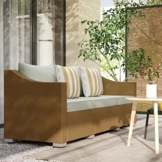 Resenkos 3 Seater Patio Couch, Outdoor Sectional Furniture, PE Rattan,Gray image {10}