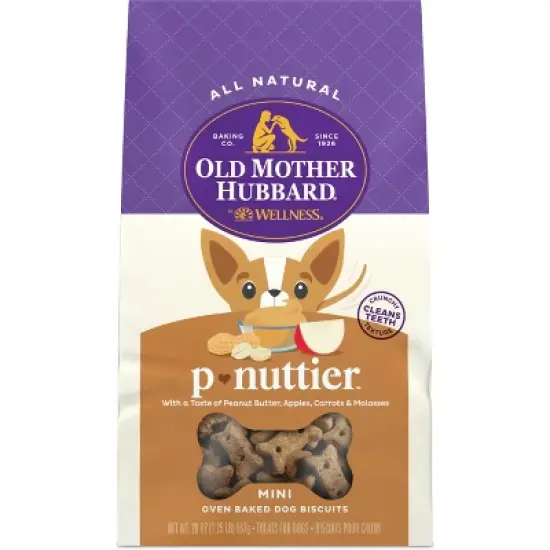 Old Mother Hubbard by Wellness Classic Crunchy P-Nuttier Biscuits Mini Oven Baked with Carrot, Apple and Chicken Flavor Dog Treats image {5}