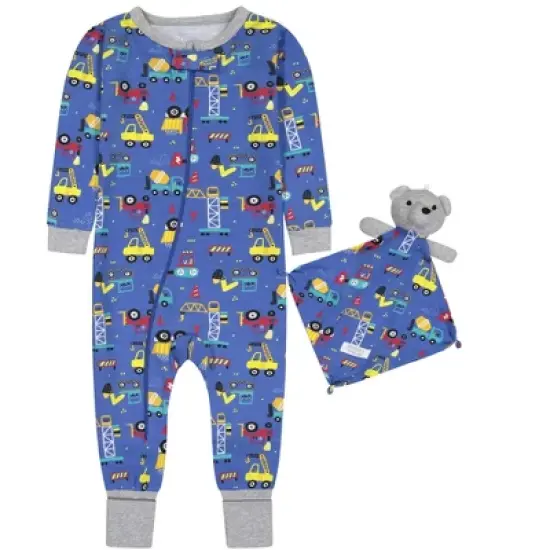 Sleep On It Infant Boys Little Builder Zip-Front Coverall Pajama image {4}