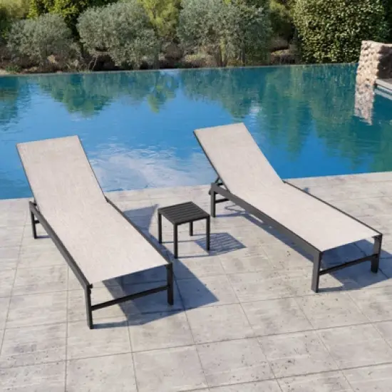 Crestlive Products Chaise Lounge Chair Outdoor Set of 2 Adjustable 5 Positions Pool Tanning Recliner Outdoor Lounge Furniture image {7}