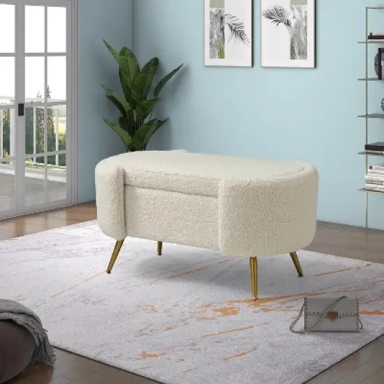 Alina Storage Bench with Metal Legs for Bedroom | ARTFUL LIVING DESIGN image {12}