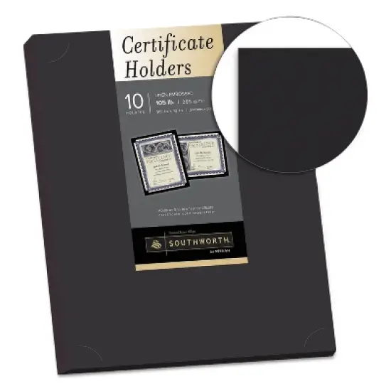 Southworth Certificate Holder Black Linen 105 lbs. 12 x 9-1/2 10/Pack PF18 image {1}