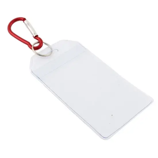 Unique Bargains Aluminum Carabiner Plastic Clear Red Badge Holder 6 x 11 cm 1 Pc image {1}