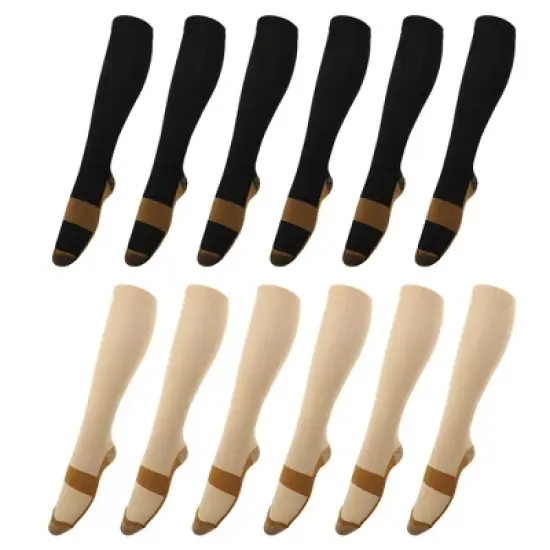 Unique Bargains Copper Stockings Compression Socks for Women Men for Running 6 Pair image {6}