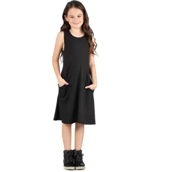 24seven Comfort Apparel Girls Sleeveless Pocket Swing Dress image {4}