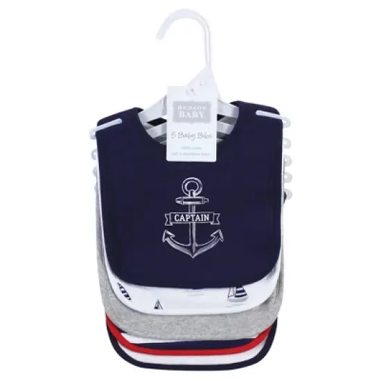 Hudson Baby Infant Boy Cotton Bibs, Captain, One Size image {1}