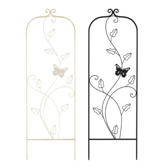 Garden Trellis-For Climbing Plants- 46-Inch White Decorative Leafy Vine & Butterfly Metal Panel-For Roses, Vegetable Plants & Flowers by Pure Garden image {5}