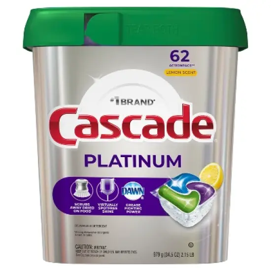 Cascade Lemon Scent Platinum ActionPacs Dishwasher Detergents image {14}