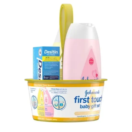 Johnson's First Touch Baby Gift Set Includes Baby Bath Wash & Shampoo, Body Lotion, & Diaper Rash Cream - 3ct image {2}