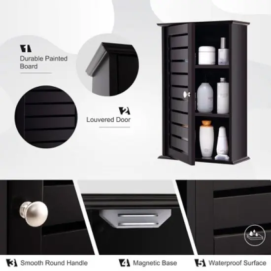 Tangkula Wall Mount Medicine Cabinet Multifunction Bathroom Storage Organizer Espresso image {6}