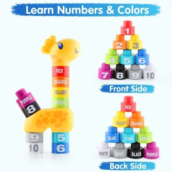 iPlay, iLearn Baby Stacking Toys, Toddler Montessori Building Blocks Set, image {1}