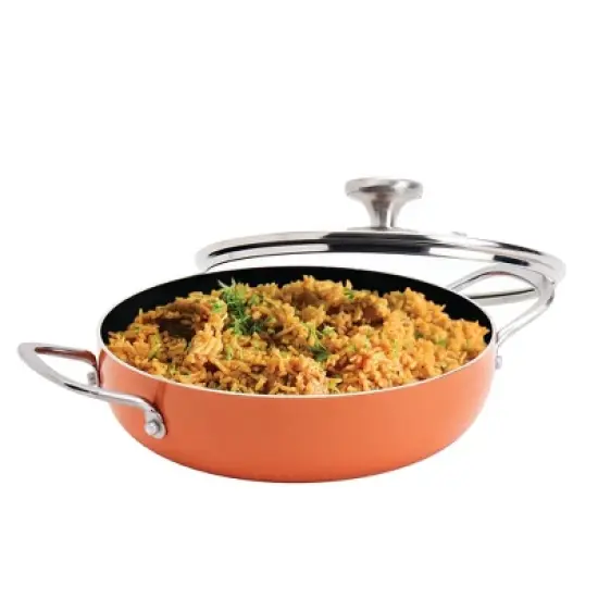 Infuse 3qt Nonstick Aluminum Caldero Orange: 3 Quart Pot, Stock Cookware, Hand Wash, Gas & Electric Compatible image {2}