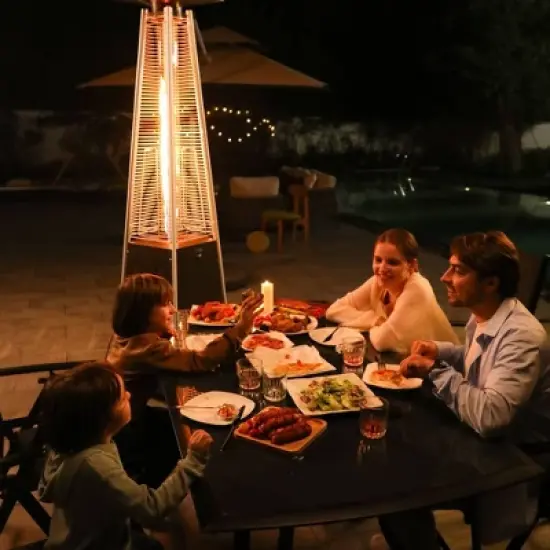 East Oak 18.23"x21.84" 48000 BTU Torch Patio Propane Outdoor Portable Heater Bronze Finish: Iron Frame, 10ft Heat Radius image {3}