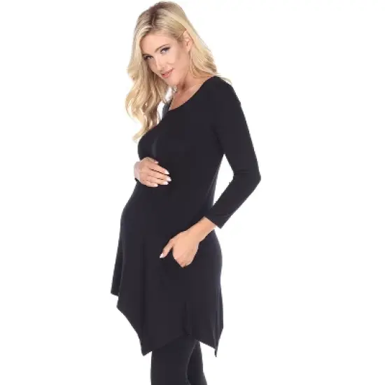 Maternity 3/4 Sleeve Kayla Tunic with Pockets - White Mark image {1}