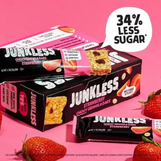 JUNKLESS Strawberry Chewy Granola Bars - 6.6oz/6ct image {3}