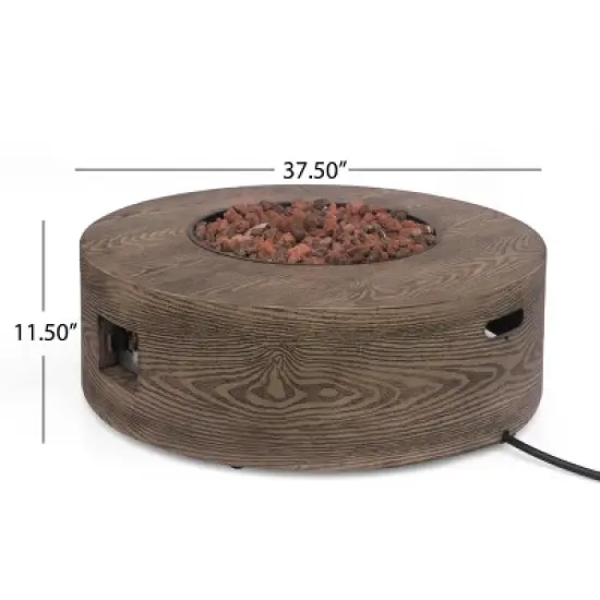 Aidan Round Iron Fire Pit with 50,000 BTU and External Tank Storage image {7}