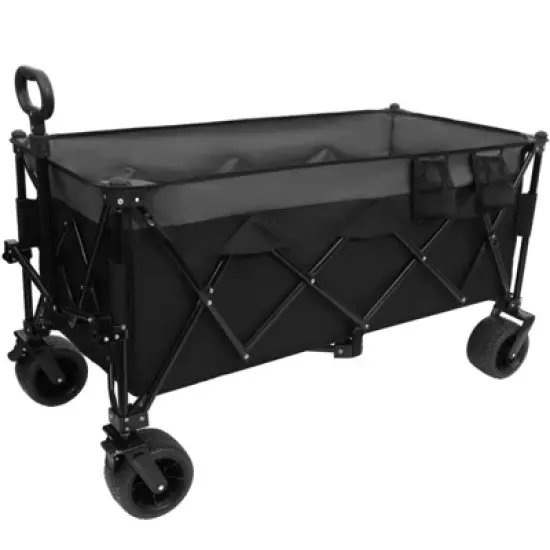FATMOON Heavy-Duty Foldable Utility Wagon with 480lbs Capacity & 7 All-Terrain Wheels,Collapsible Storage Cart for Camping, Beach,Outdoor image {15}
