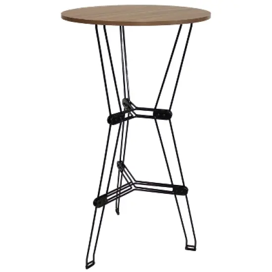 Sunnydaze Indoor Modern Furniture Steel Wire Bar Table with Faux Woodgrain Tabletop - Brown image {9}