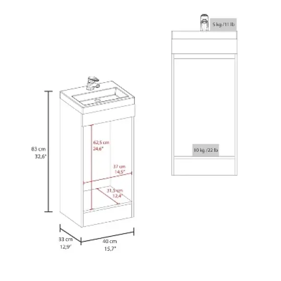 Depot E-Shop Bathroom Vanity, Single Door Cabinet image {11}