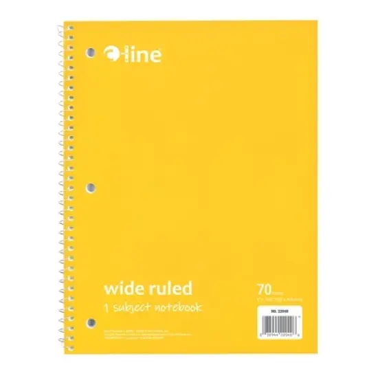 C-Line&reg; 1-Subject Notebook, 70 Page, Wide Ruled, Yellow, Pack of 12 image {1}