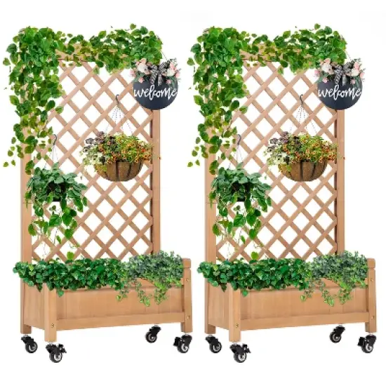 FDW Planter with Trellis Planter Box with Trellis Raised Garden Bed with Trellis Raised Garden Beds for Outdoor with Grid image {8}