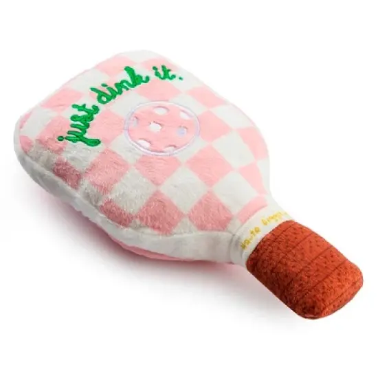 Haute Diggity Dog Pink Checker Pickleball Paddle Plush Dog Toy with Squeaker image {2}