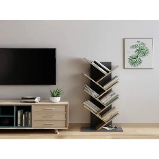 Year Color Free Standing Retro Wood 8 Shelves Bookcase image {4}