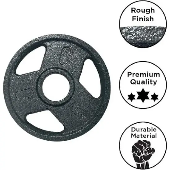 Amber Fight Gear Triple-Grip Weight Plates, Durable Cast Iron for Strength Training, Ideal for Squats, Deadlifts, Bench Press, Pair (35 lbs) image {1}