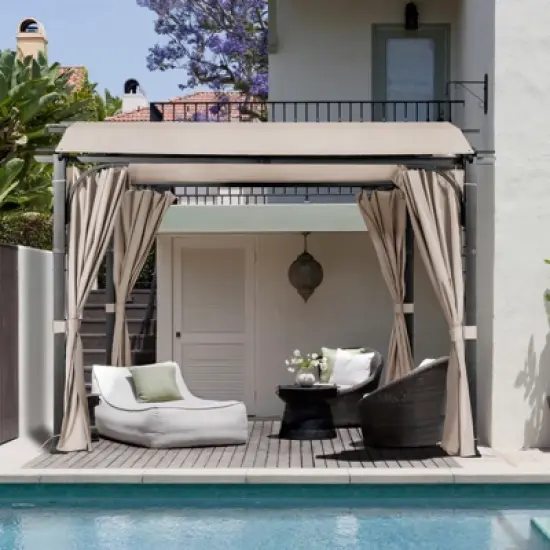 UPTIOT 11 Ft. W x 11 Ft. D Aluminum Pergola With Canopy image {1}