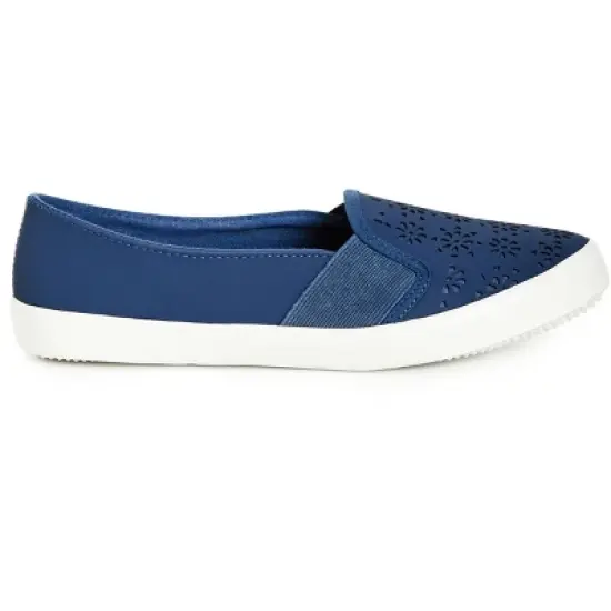 Women's WIDE FIT Laser Cut Skater - navy | EVANS image {1}