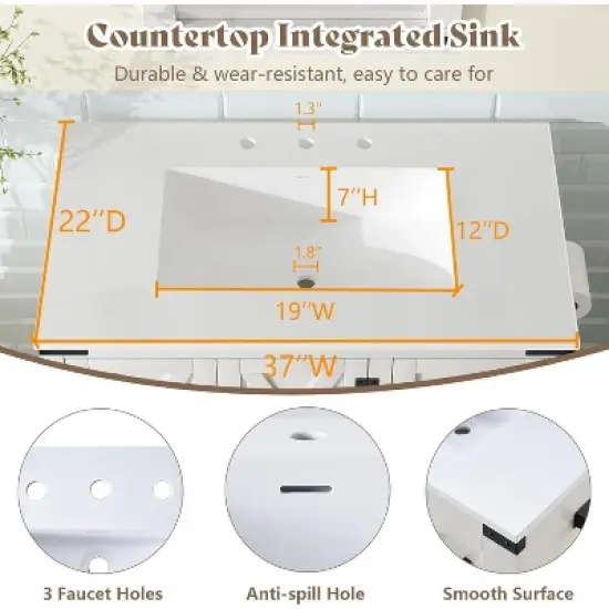 36" Farmhouse Bathroom Vanity with Sink Combo image {4}
