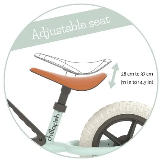 Chillafish Charlie Breeze 10" Kids' Balance Bike - Mint Green: Adjustable Handlebar & Seat image {4}