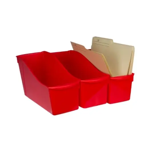 Storex Large Book Bin, Red, Pack of 6 image {2}