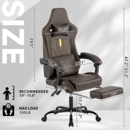 NicBex Versatile Swivel Gaming Chair Adjustable Office Chairs with Wheels,Reclining Back&Footrest,Ergonomics Video Game Chairs,300lbs Max image {1}